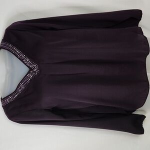 APT9 Women's Plum Blouse with Jeweled Neckline